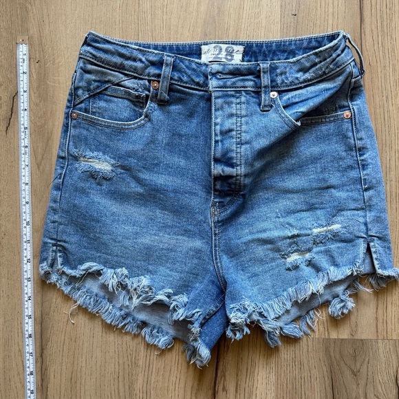 Distressed Blue Denim Women Shorts - Picture 1 of 4